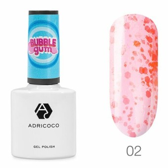 Гель-лак ADRICOCO Bubble gum с цветной неоновой слюдой №02 сладкий арбуз, 8 мл