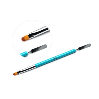 Кисть для акригеля со шпателем (голубая)