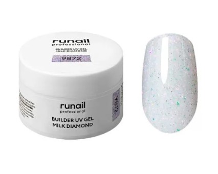 Моделирующий УФ-гель светоотражающий BUILDER UV GEL MILK DIAMOND, 15г №9872 ruNail