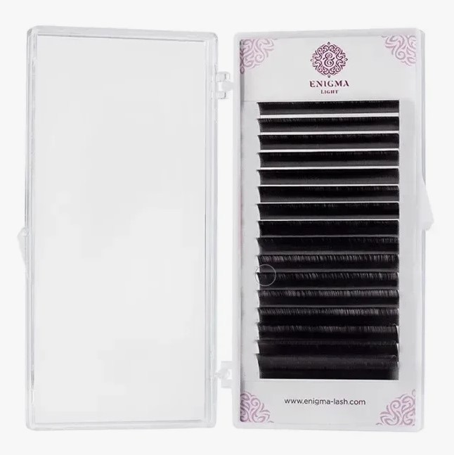 Черные ресницы Enigma light микс 0,10/М/7-14 mm (16 линий)