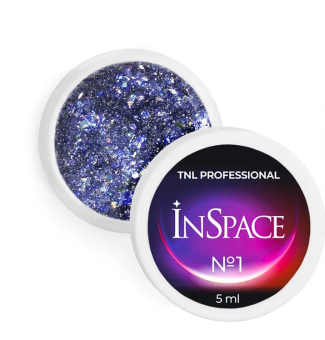 Гель для дизайна TNL InSpace, светоотражающий с голографическим глиттером №01 - оптический фиолетовы Гель для дизайна TNL InSpace, светоотражающий с голографическим глиттером №01 - оптический фиолетовы
