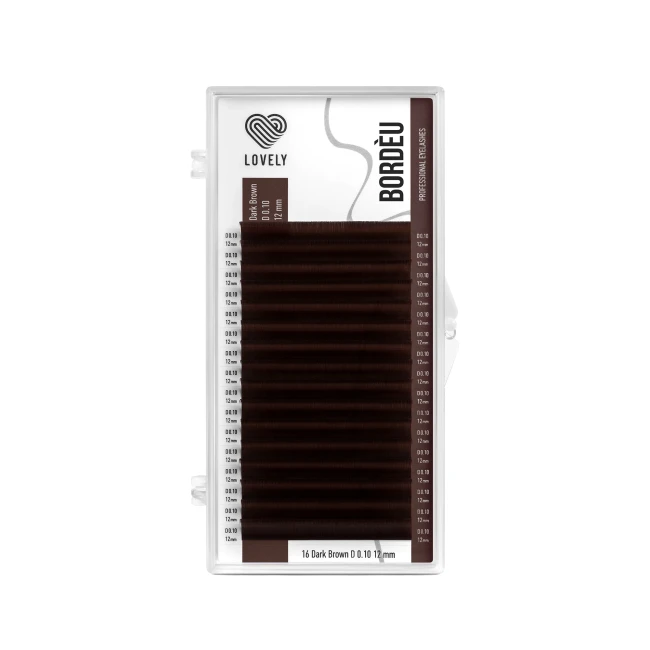 Ресницы темно-коричневые LOVELY Bordèu - 16 линий - MIX (D 0.07 8-15мм)