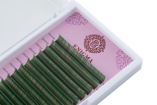 Цветные ресницы Enigma микс 0,07/L/6-13 mm "Green" (16 линий)