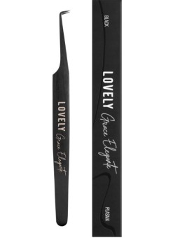 Пинцет для наращивания ресниц Lovely NanoFiber, серия Grace Elegante Black, тип Г 5 мм