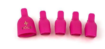 Многоразовые зажимы для снятия гель-лака для педикюра POLE (5 шт./уп.) малиновые