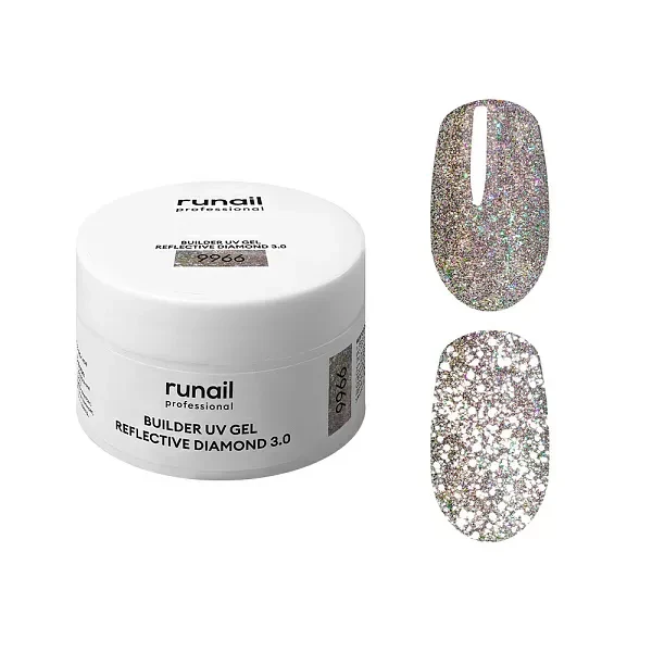 Моделирующий УФ-гель светоотражающий BUILDER UV GEL REFLECTIVE DIAMOND 3.0, 15г №9966 ruNail
