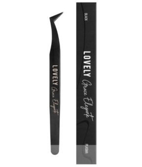 Пинцет для наращивания ресниц Lovely NanoFiber, серия Grace Elegante Black, тип Сапожок Пинцет для наращивания ресниц Lovely NanoFiber, серия Grace Elegante Black, тип Сапожок