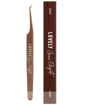 Пинцет для наращивания ресниц Lovely NanoFiber, серия Grace Elegante Bronze, тип L 5 мм Пинцет для наращивания ресниц Lovely NanoFiber, серия Grace Elegante Bronze, тип L 5 мм