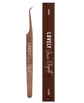 Пинцет для наращивания ресниц Lovely NanoFiber, серия Grace Elegante Bronze, тип L 7 мм