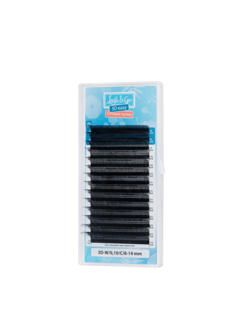 Черные ресницы Lash&Go микс готовые пучки W 3D 0.07/D/8-14 mm 14 линий