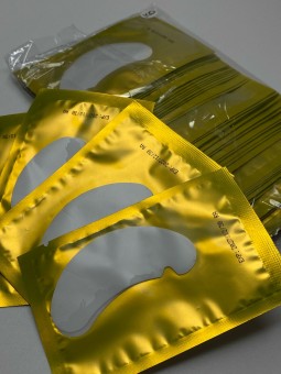 Патчи для наращивания ресниц (золотые) с вырезом, 50 пар Патчи для наращивания ресниц (золотые) с вырезом, 50 пар