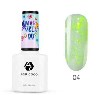 Неоновый гель-лак ADRICOCO Marmelado с разноцветной слюдой №4 кактусовый лимонад, 8 мл