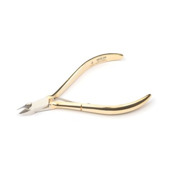 Щипцы для маникюра POLE из твердой стали, золотое блестящее покрытие, размер лезвия - 7 мм (NHS-04)