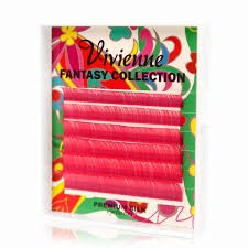 Цветные ресницы Vivienne "Розовый" (микс) 6 линий D 0.07 8-13 mm