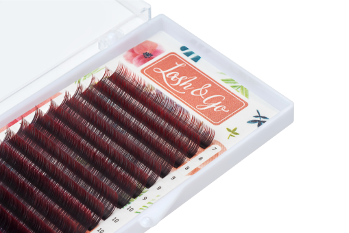 Омбре ресницы Lash&Go микс 0,07/C/7-14 mm "Красный" (16 линий)