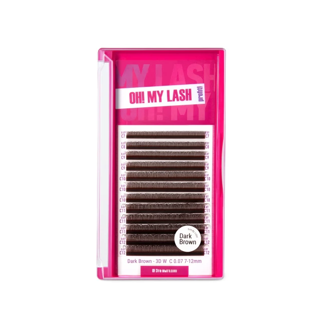 Ресницы темно-коричневые OH! MY LASH в пучках 3D-W - 12 линий - MIX L 0.07 8-15мм