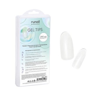 Гелевые типсы для экспресс наращивания "Овал"(прозрачные), 240шт №7371, ruNail Гелевые типсы для экспресс наращивания "Овал"(прозрачные), 240шт №7371, ruNail